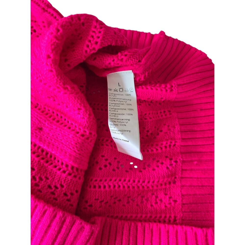 Hot Pink Lightweight Long Sleeve Sweater Size L No Brand - Picture 6 of 6